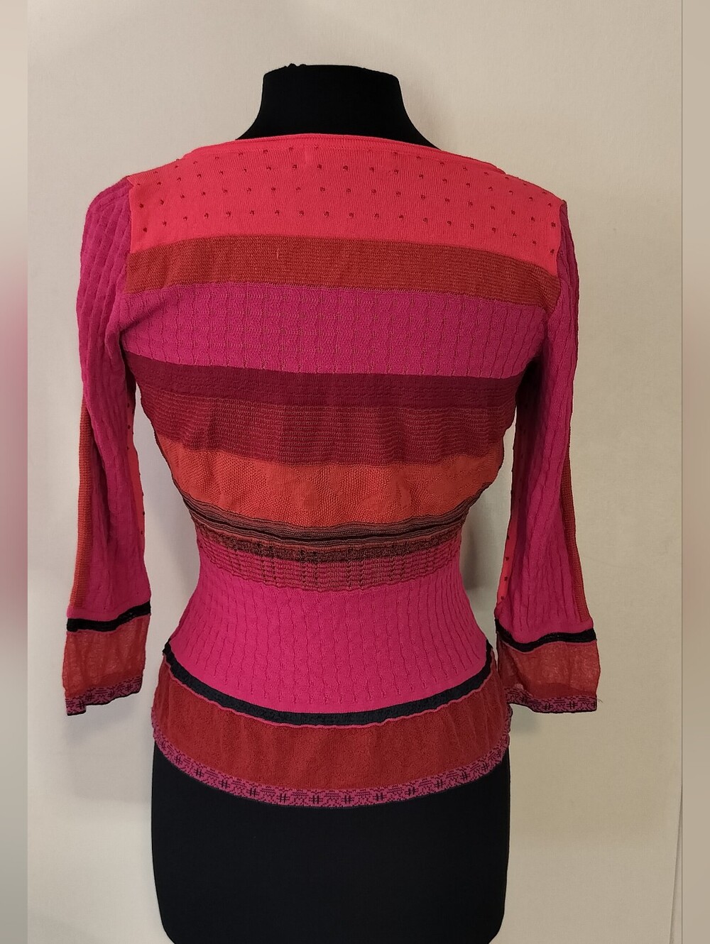 Aldo Martins Pink & Red Striped Knit Top - Picture 2 of 3